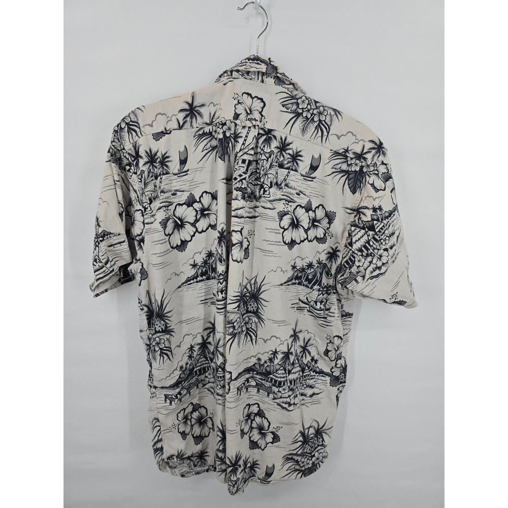 Big Dogs Mens Hawaiian Shirt Short Sleeve Tropical Hibiscus Print White Black SM - Picture 3 of 4